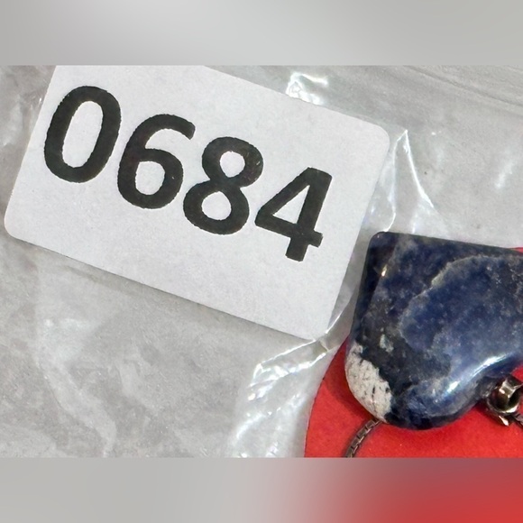 SODALITE GEMSTONE HEART PENDANT NECKLACE BLUE 23’ BOX CHAIN EUC 0684 R - Picture 3 of 11